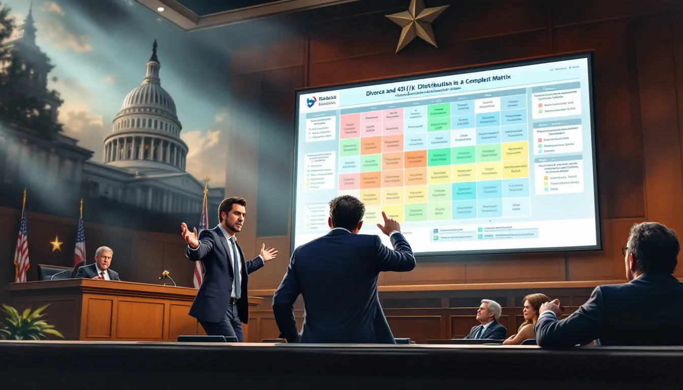 A chart illustrating tax implications of dividing 401(k) during divorce proceedings in Texas.