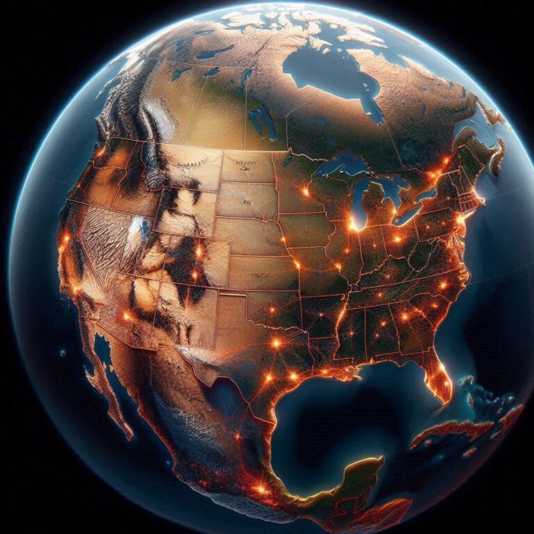 Map of the US inside the earth