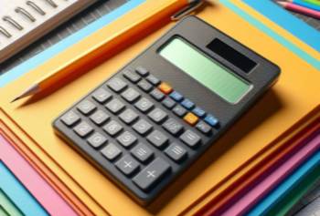 a calculator sitting on a pile of papers