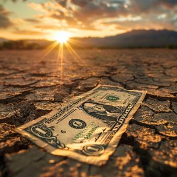 a dollar bill sitting in the desert because someone didn't use debt reduction plans