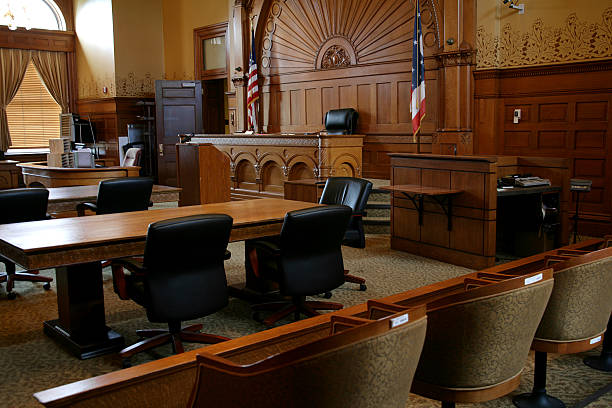 Courtroom with american flag