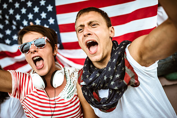 couple of american supporter happiness for the national holiday, political divorce reasons