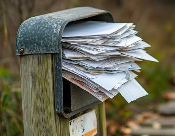 letters stuffed into a mailbox