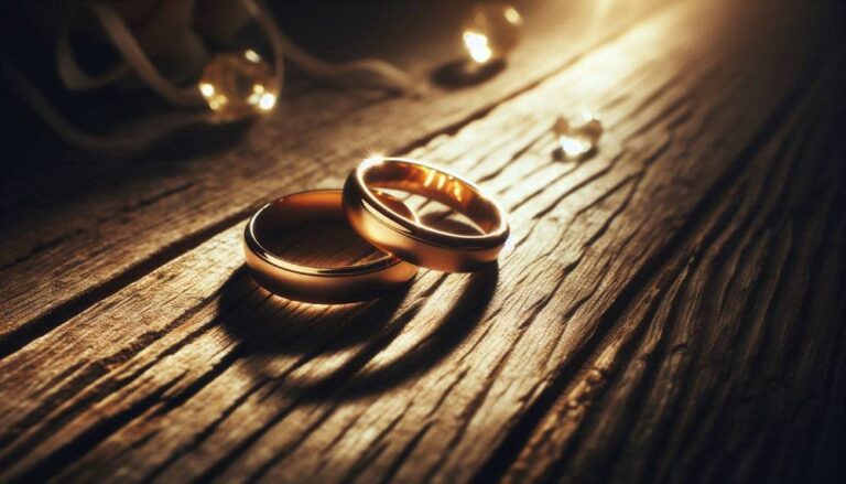 Wedding rings on a table