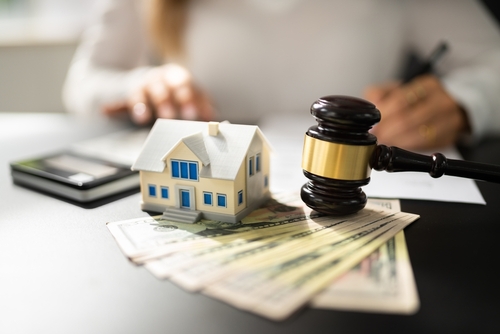 Foreclosed Property Eviction. House Expropriation Concept. Investment Sale