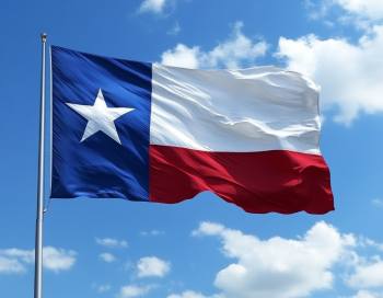 texas state flag blowing in the wind being sued by a debt collector